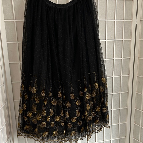 Zoe D Dresses & Skirts - Chic Black Skirt with Gold Embroidery